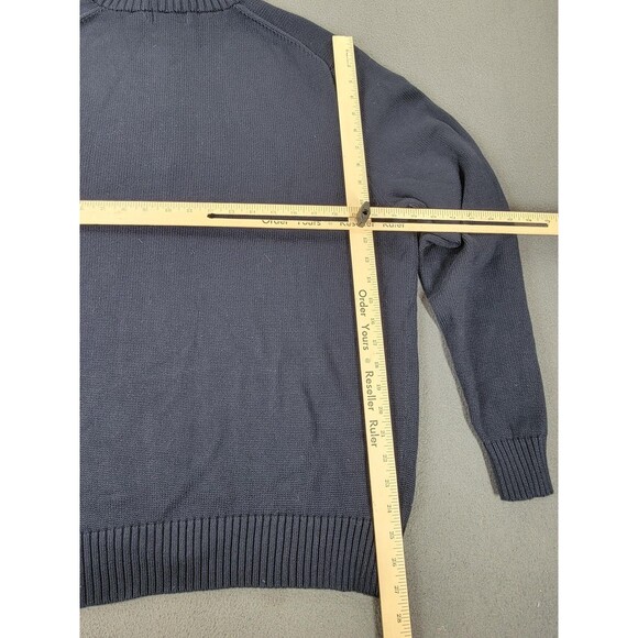Polo Ralph Lauren Sweater Mens 2XL Navy Quarter Zip Mock Neck Cotton Red Pony - Picture 9 of 11